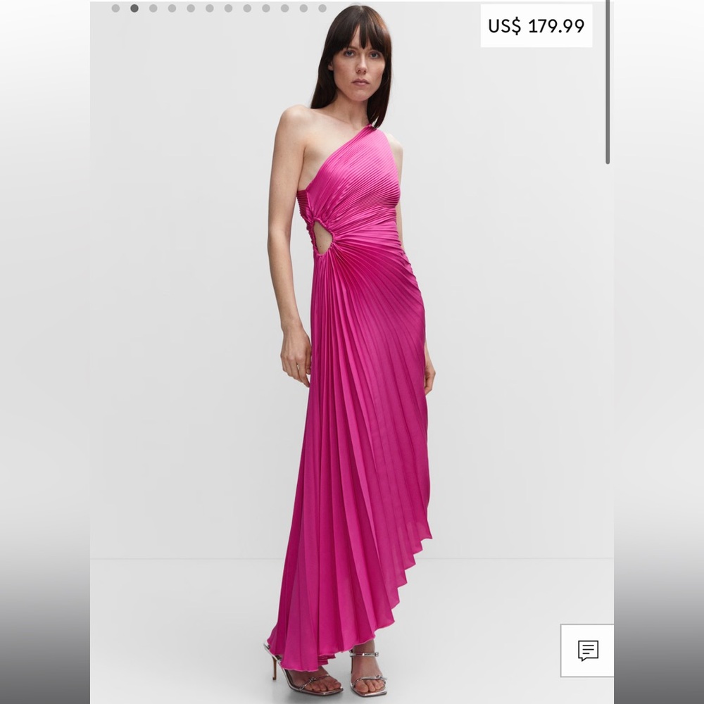 Mango Women’s Asymmetrical Pleated Dress